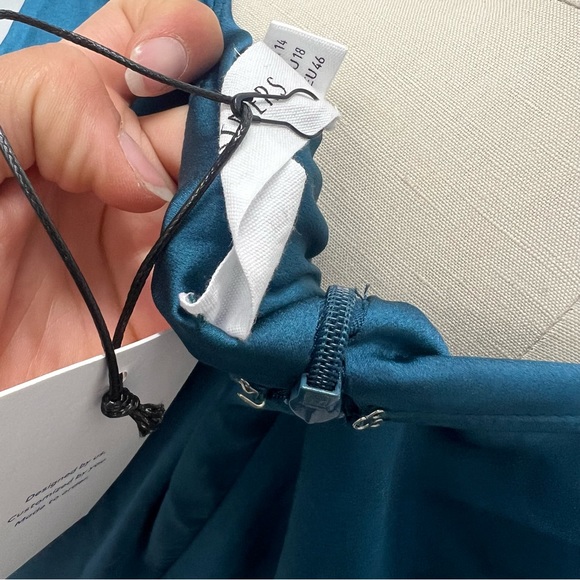 Fame and partners silk blue long sleeve midi dress us14 - Picture 4 of 5